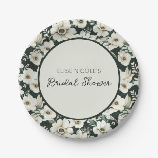 Plato De Papel Flores de marfil elegantes