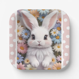 Plato De Papel Flores de marimacho blanco lindo Pastel Daisy