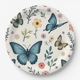 Plato De Papel Flores de Mariposa