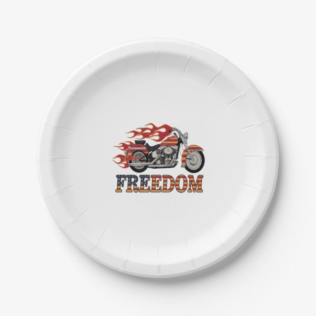 Plato De Papel Flores de motocicleta de libertad (Anverso)