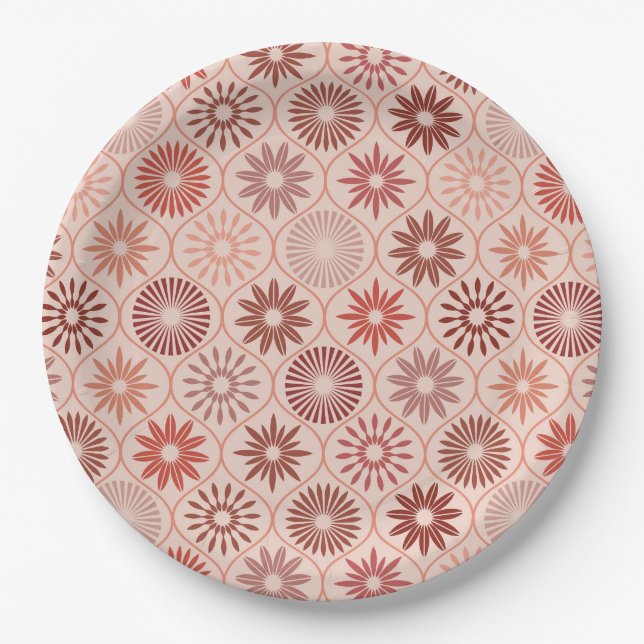 Plato De Papel Flores de Ogee Boho (Anverso)