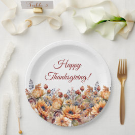 Plato De Papel Flores de otoño acuáticas-