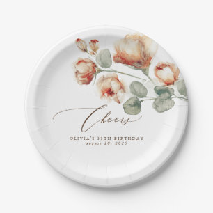 Plato De Papel Flores de otoño románticas elegantes