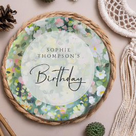 Plato De Papel Flores de prado elegantes cumpleaños