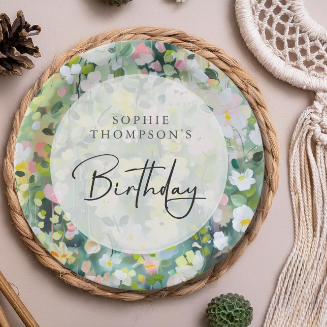 Plato De Papel Flores de prado elegantes cumpleaños (Subido por el creador)