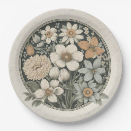 Plato De Papel Flores de primavera