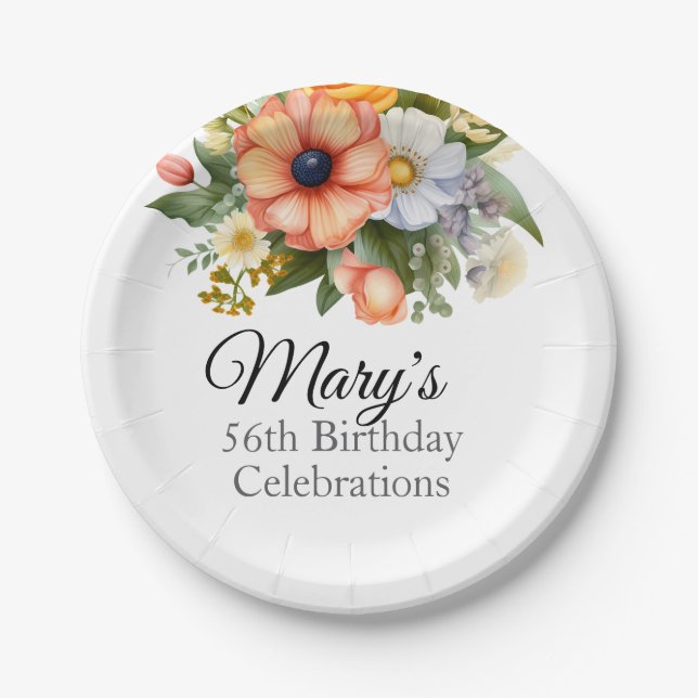 Plato De Papel Flores de primavera Bouquet Clipart-92390 (Anverso)