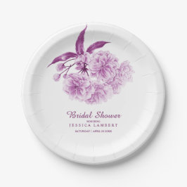 Plato De Papel Flores de primavera flor mauve morado ducha de nov