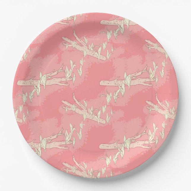 Plato De Papel Flores de primavera rosada Lily-of-the-vallley (Anverso)