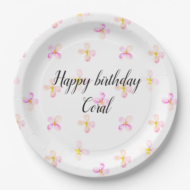 Plato De Papel Flores de rosa bonito (Anverso)