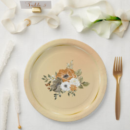 Plato De Papel Flores de roya blanca otoño