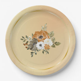 Plato De Papel Flores de roya blanca otoño