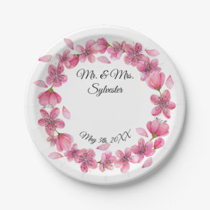 Plato De Papel Flores de Sakura Boda Placas de papel de recepción