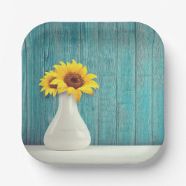 Plato De Papel Flores de sol en un jarrón