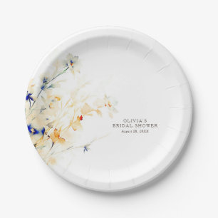 Plato De Papel Flores De Tierra Elegante Minimalista