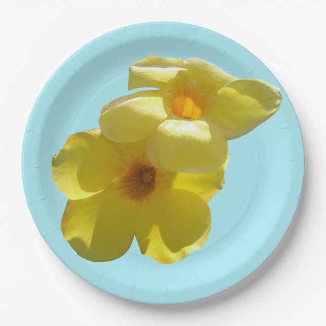 Plato De Papel Flores de trompeta doradas I (Anverso)