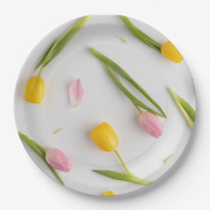 Plato De Papel Flores de Tulipán 
