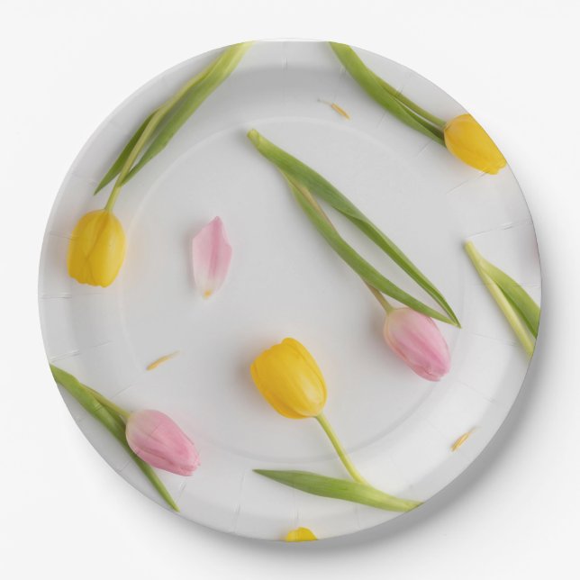 Plato De Papel Flores de Tulipán  (Anverso)