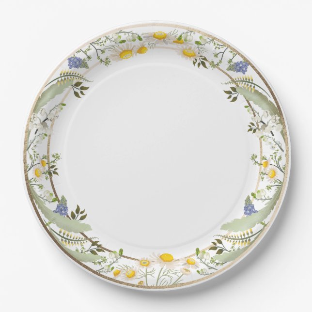 Plato De Papel Flores de Verano  (Anverso)