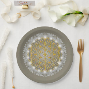 Plato De Papel FLORES DE VIDA - Luz de Geometrio Sagrada 1