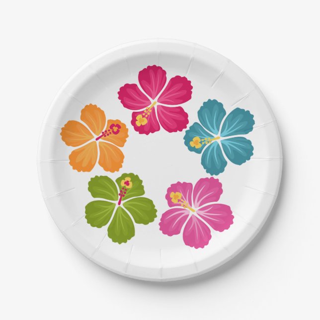 Plato De Papel Flores del hibisco (Anverso)