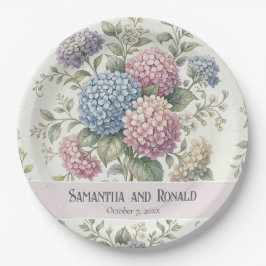 Plato De Papel Flores delicadas de Hortensia Boda