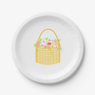 Plato De Papel Flores en Cesta de Mimbre