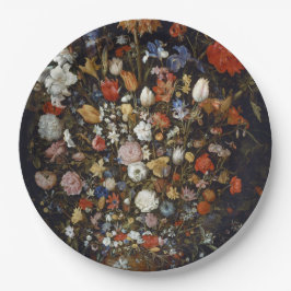 Plato De Papel Flores en un barco de madera (por Jan Brueghel)