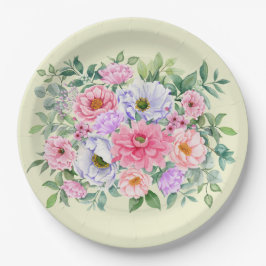 Plato De Papel Flores Fiestas Delicadas del Jardín de Verano