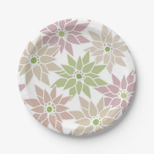 Plato De Papel Flores florales abstractas personalizado romántico
