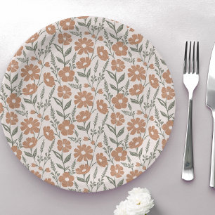 Plato De Papel Flores Florales Boho Daisy