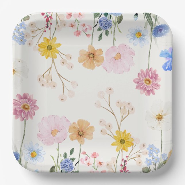 Plato De Papel Flores florecientes (Anverso)