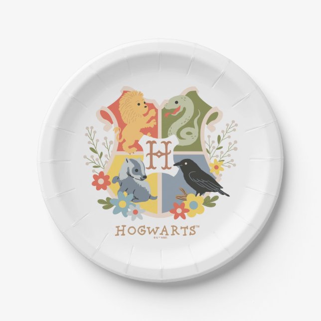 Plato De Papel Flores Mágicas Escudo de HOGWARTS™ (Anverso)