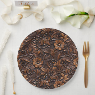 Plato De Papel Flores marrones de vacas occidentales