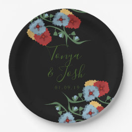 Plato De Papel Flores Mezcladas Botánica Folclórica Mexicana Flor