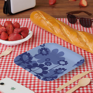 Plato De Papel Flores moradas
