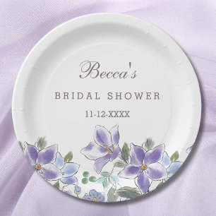 Plato De Papel Flores moradas Lilac Floral Bridal Shower