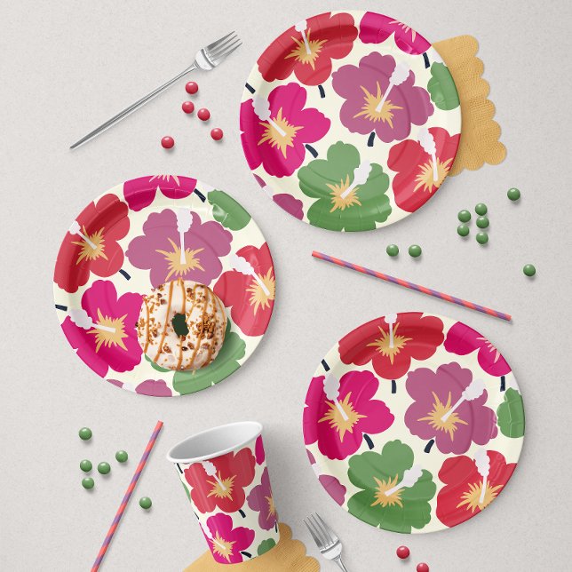 Plato De Papel Flores Negritas Multicolores  (Subido por el creador)