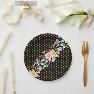 Plato De Papel Flores nocturnas festivas
