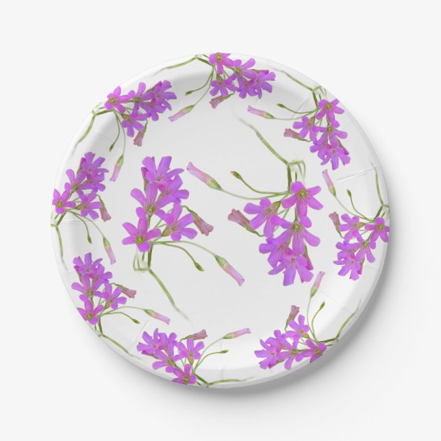 Plato De Papel Flores Orgánicas Purpúreas, (Anverso)