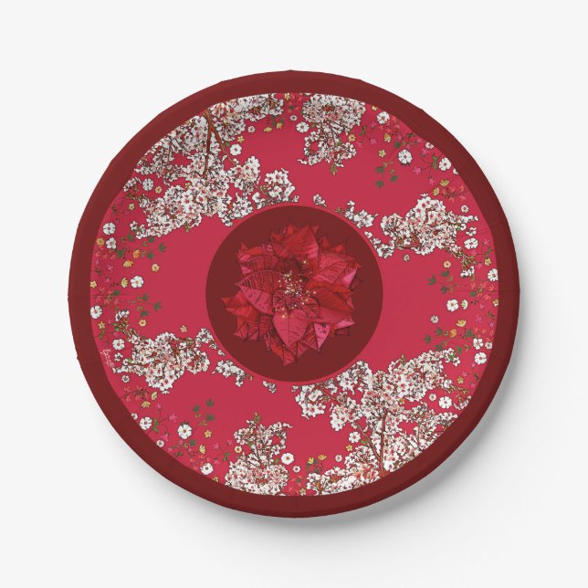 Plato De Papel Flores para Navidad (Anverso)