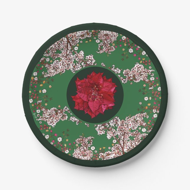 Plato De Papel Flores para Navidad (Anverso)
