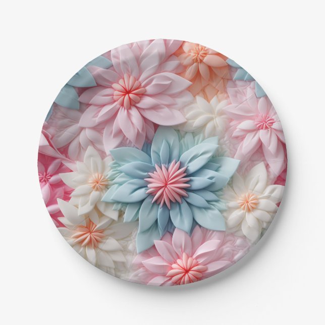 Plato De Papel Flores Pastel (Anverso)