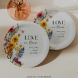 Plato De Papel Flores presionadas Boda de Wildflower Boho<br><div class="desc">Este diseño presenta un arreglo de flores silvestres coloreadas y elegidas a mano,  junto con una encantadora combinación de fuentes modernas y elegantes. Vea toda la colección para ver más elementos coincidentes.</div>