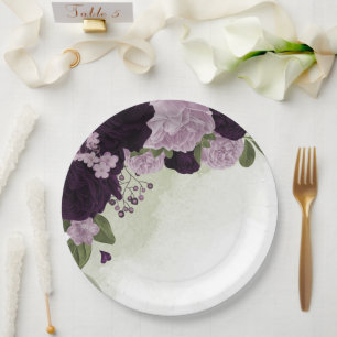 Plato De Papel Flores profundas y moradas claras