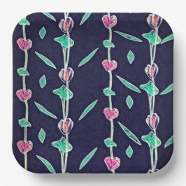 Plato De Papel Flores rayadas