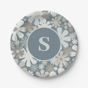 Plato De Papel Flores Retro 60s 70s Estética Floral Inicial