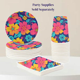 Plato De Papel Flores retro brillantes y audaces - Estilo dopamin