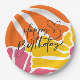 Plato De Papel Flores Retro Vintage Elegantes y Coloridas Cumplea