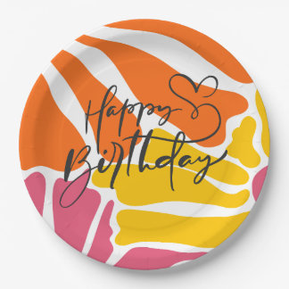 Plato De Papel Flores Retro Vintage Elegantes y Coloridas Cumplea